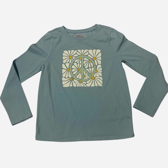 Cat & Jack Other - Cat & Jack Blue Peace Floral Long Sleeve Tee